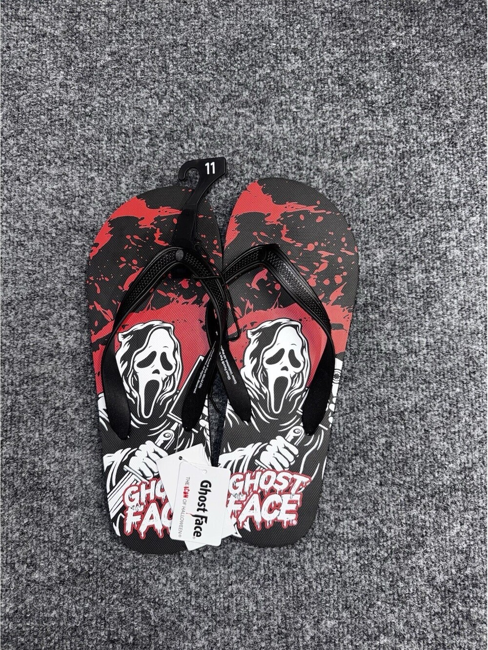 Bioworld Ghost Face Scream Horror Movie Flip Flops Red Black Size 11
